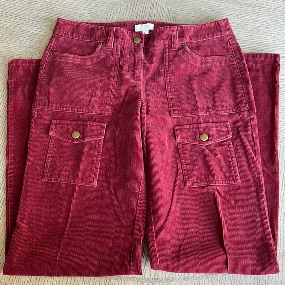 LOFT Denim - Vintage LOFT - High-Waisted, Wide-Leg, Brick-Red Corduroy Jeans - SZ 6